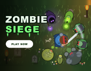 Zombie Siege top-down survival game with a knight swinging a sword at zombies
